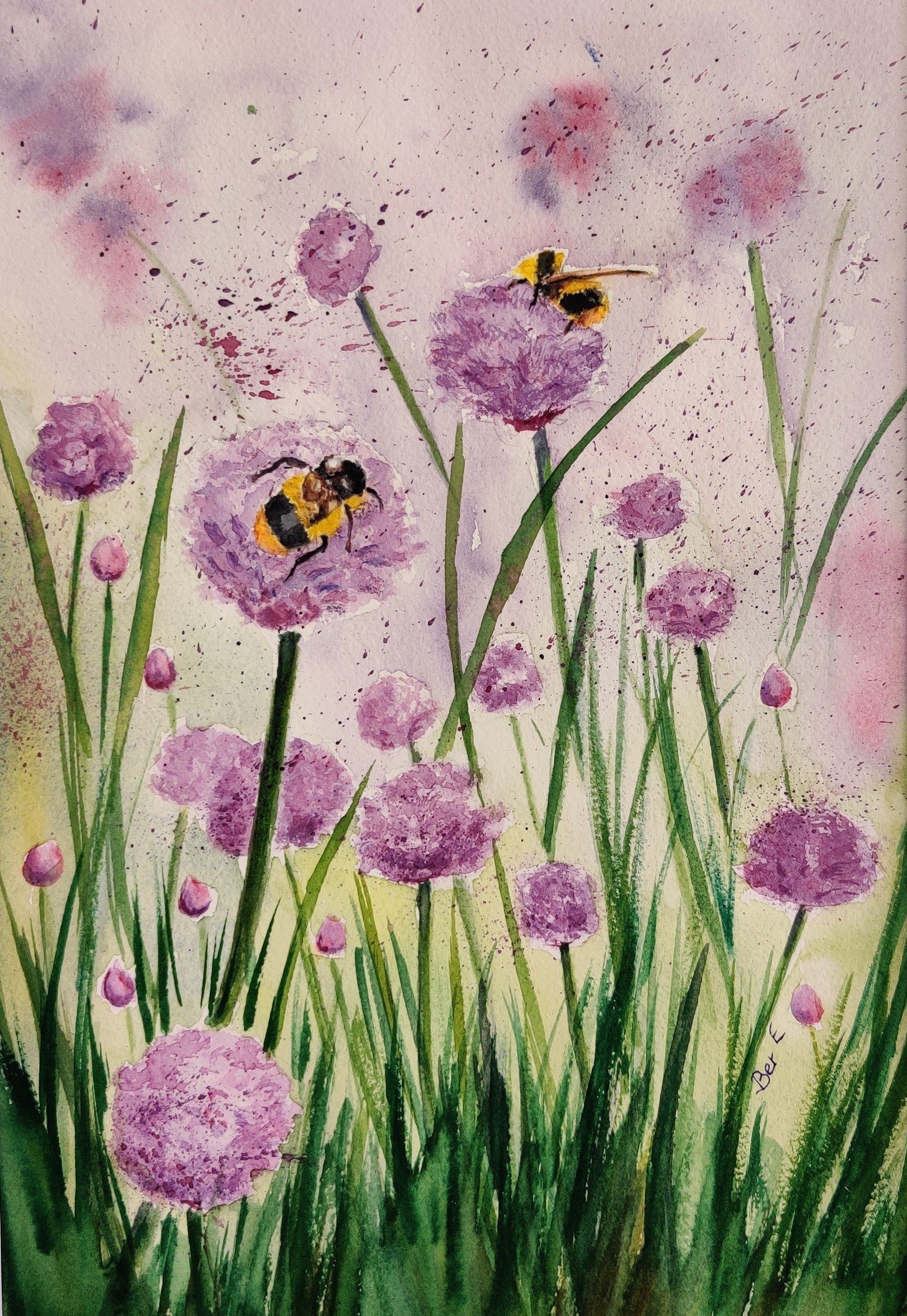 Bee Kind. Watercolour on paper framed under glass and ready to hang