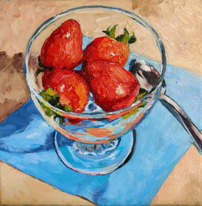 Bowl o' Berries. Oil on canvas painting, framed and ready to hang