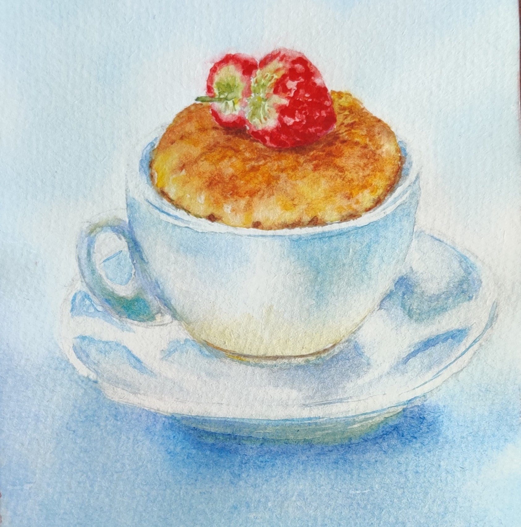 Cuppa Cake. Watercolour on paper framed under glass and ready to hang