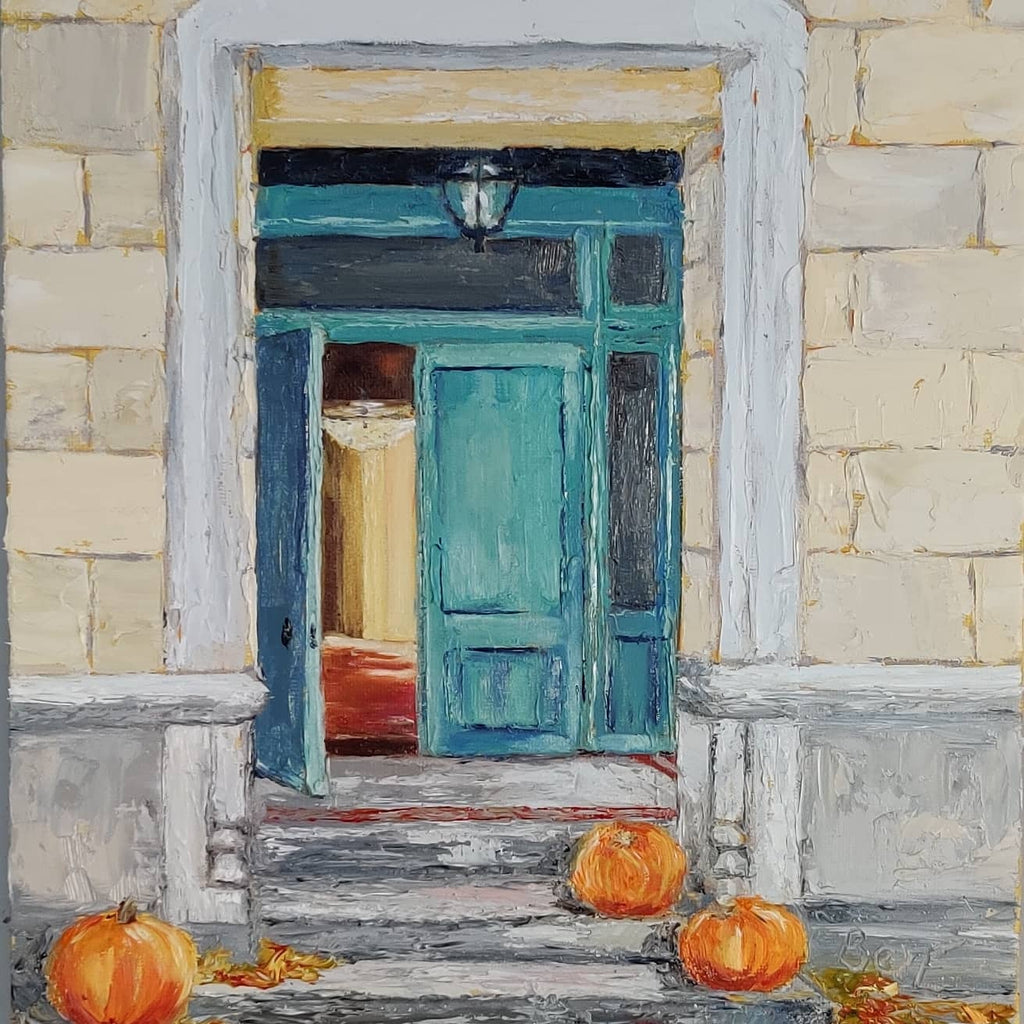 Harvest Welcome. Oil on canvas painting, framed and ready to hang