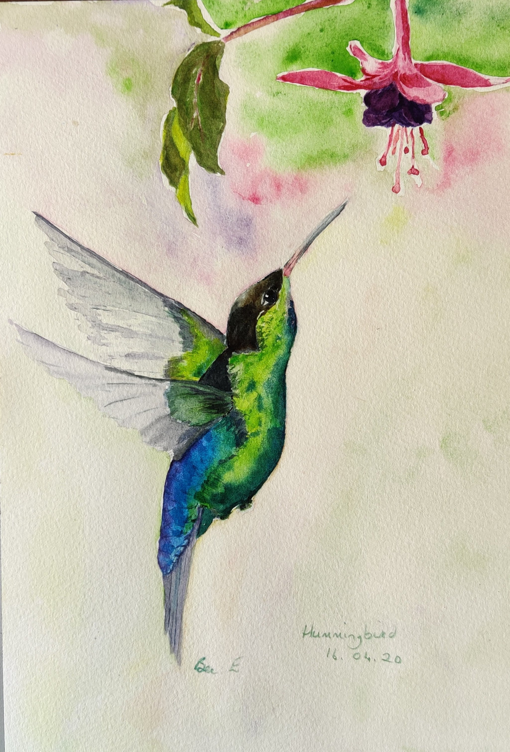 Sweet Flutterings. Watercolour painting on paper mounted, unframed