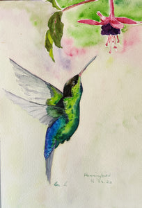 Sweet Flutterings. Watercolour painting on paper mounted, unframed